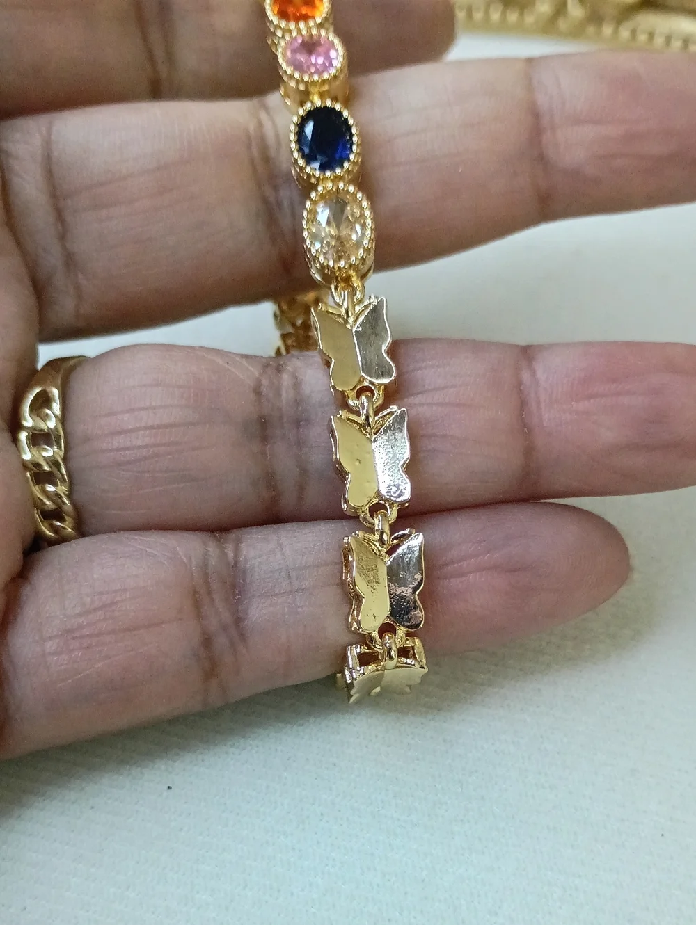 New Gold Plated Multicolor Gemstone Bracelet - Women Jewelry